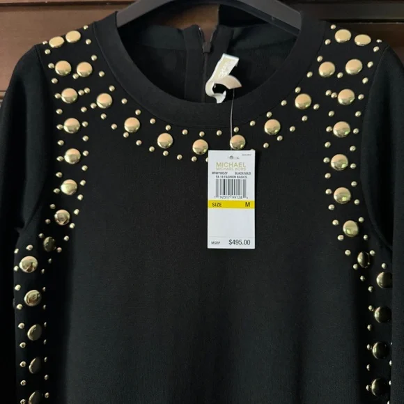 MICHAEL MICHAEL KORS
Studded Stretch-knit Mini Dress In Black/Gold - Picture 6 of 8